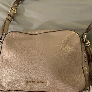 Michael Kors Leather Purse Outside Pocket Dark Taupe